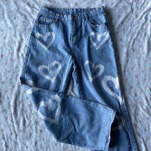 Jeans with White Hearts